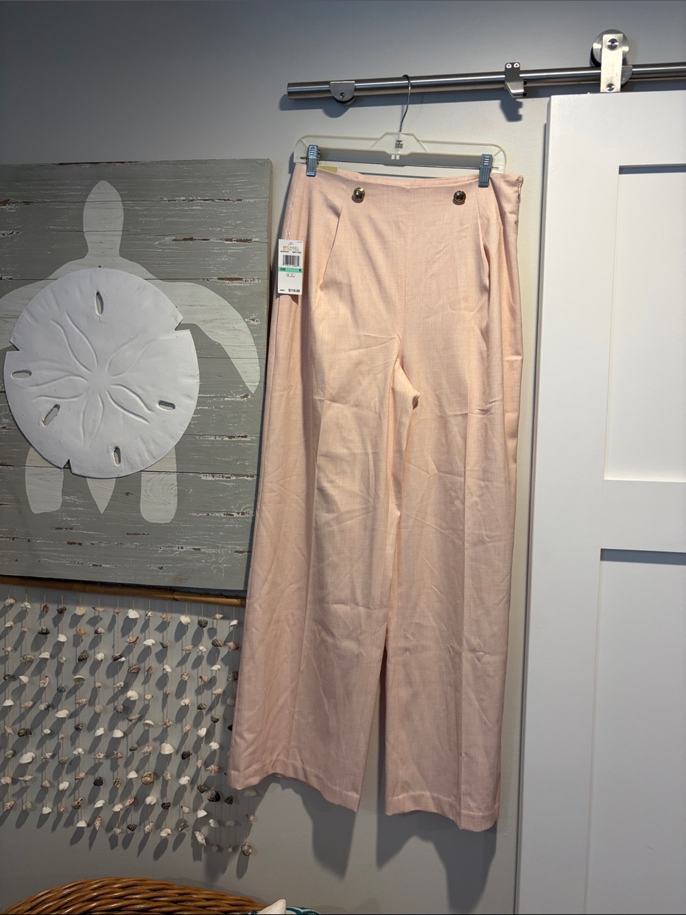 NWT Michael Kors Dusty Coral High-Rise Wide Leg Pants